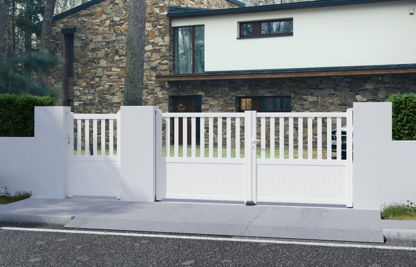 Portail aluminium battant BRANCA standard 3,5m Gris