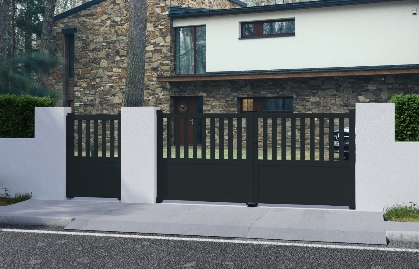 Portail aluminium battant BRANCA sur-mesure