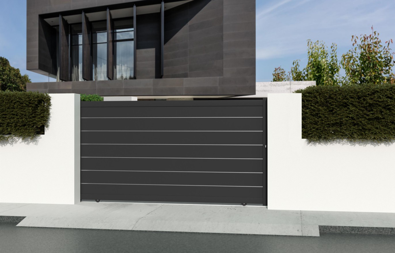 Portail aluminium coulissant ALVA standard 3m50 Gris