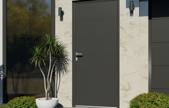 Porte aluminium Linea standard 65mm Gris