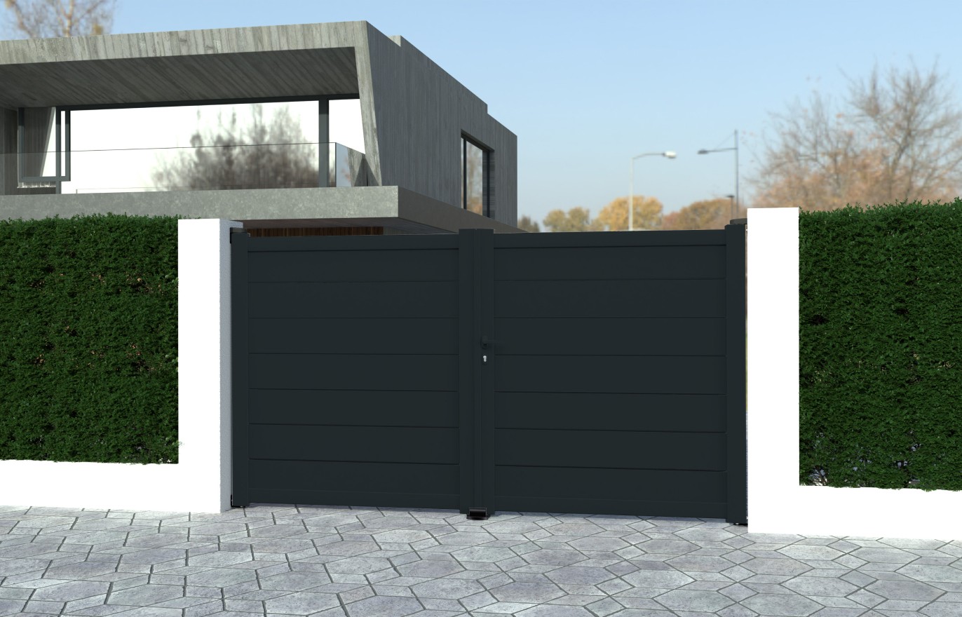 Portail aluminium battant ALVA standard 3,5m Gris