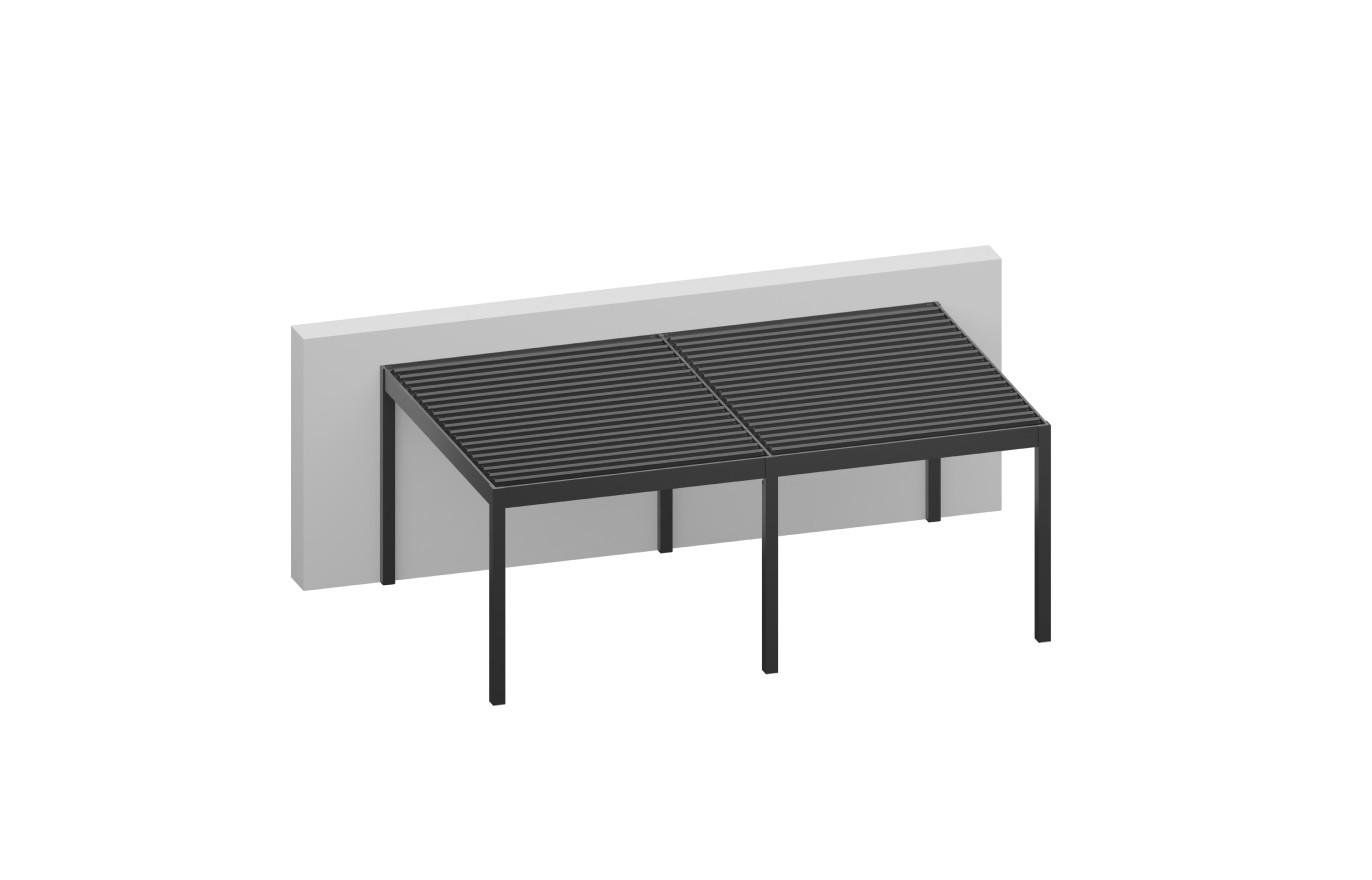 Pergola CASSY bioclimatique motorisée 6 poteaux lames parallèles au mur