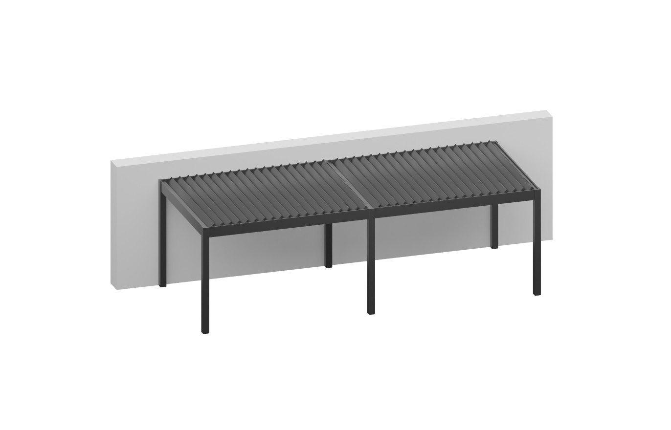 Pergola CASSY bioclimatique motorisée 6 poteaux lames perpendiculaire au mur