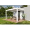 Pergola CASSY bioclimatique motorisée 3 poteaux lames parallèles au mur