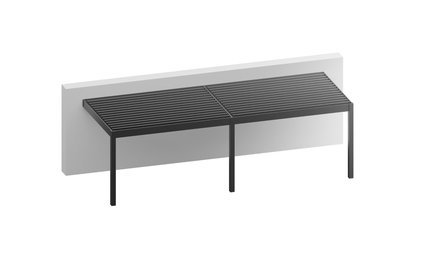 Pergola CASSY bioclimatique motorisée 3 poteaux lames parallèles au mur