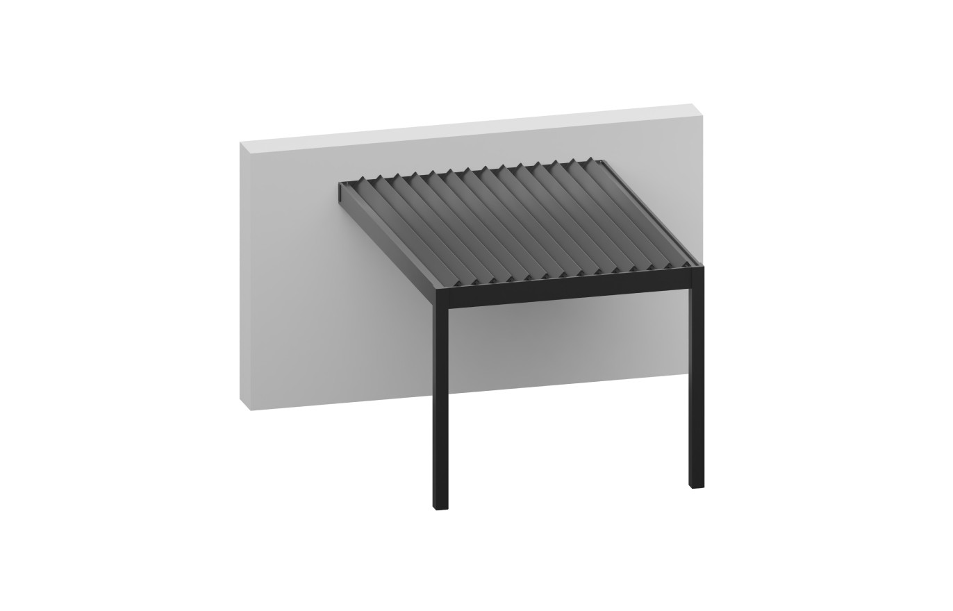 Pergola CASSY bioclimatique motorisée 2 poteaux lames perpendiculaire au mur