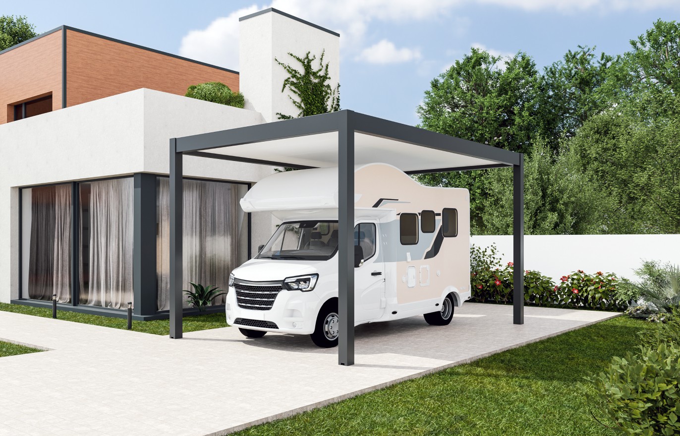 Carport autoportant Melia camping 4 poteaux